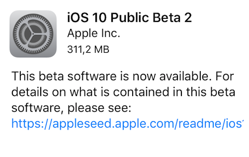 Disponibile iOS 10 Public Beta 2