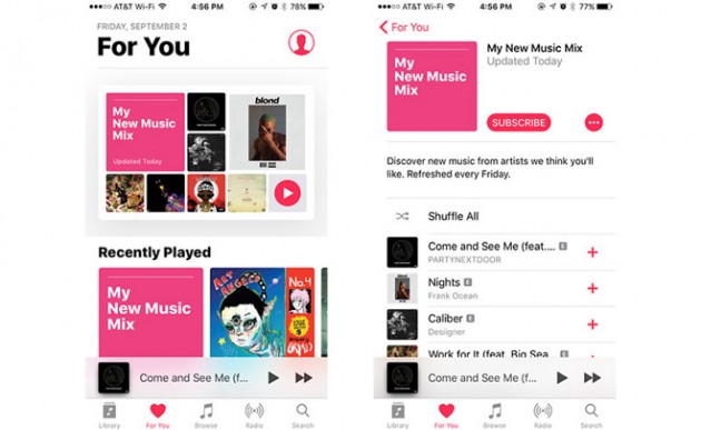 Apple attiva la playlist “My New Music Mix” in iOS 10