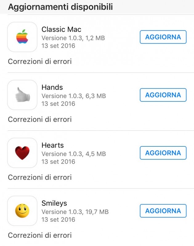 Disponibile il primo aggiornamento per gli sticker di iMessage su iOS 10