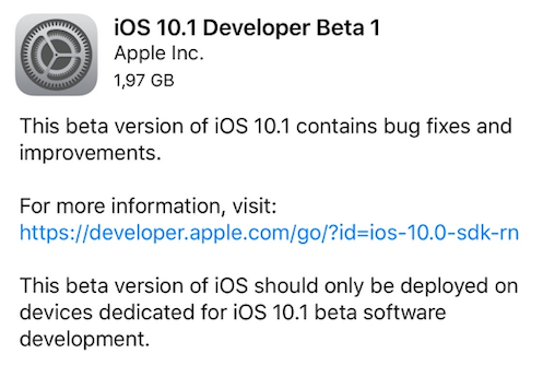 Apple rilascia iOS 10.1 beta 1 agli sviluppatori [AGGIORNATO: arriva la Portrait Mode]