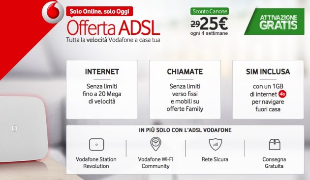 Vodafone offre l’attivazione gratuita sulle sue offerte ADSL