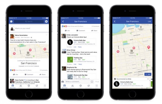 Facebook presenta le nuove funzioni in stile Yelp
