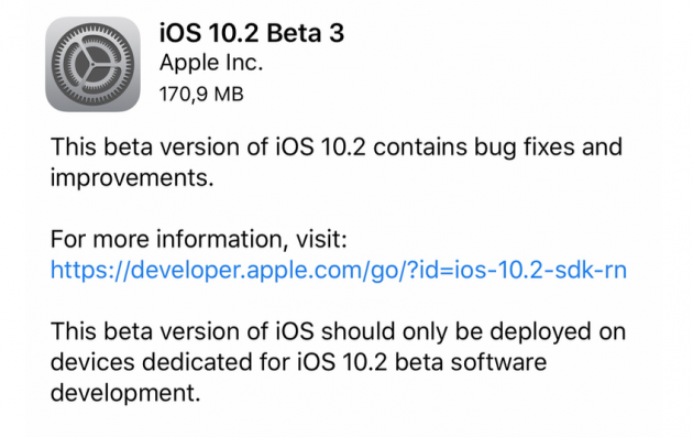 Apple rilascia iOS 10.2 Beta 3 per iPhone!