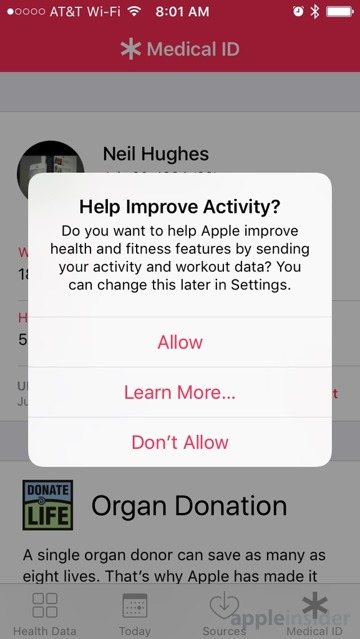 Apple richiede l’accesso (anonimo) ai dati dell’app Salute per migliorare il servizio