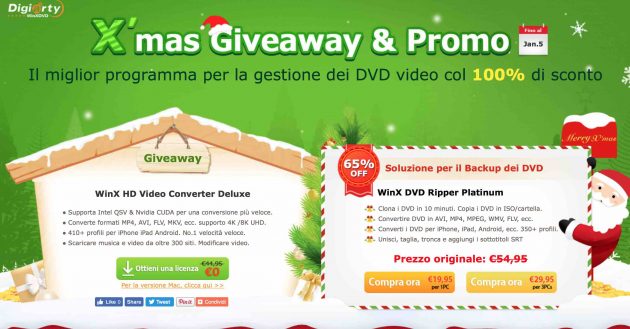 WinX HD Video Converter Deluxe gratis per il giveaway natalizio