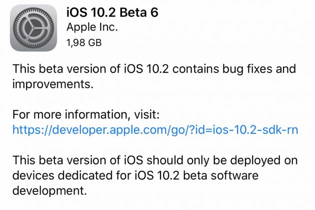 Apple rilascia iOS 10.2 Beta 6 per iPhone!