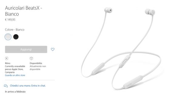 Gli auricolari BeatsX saranno disponibili a febbraio