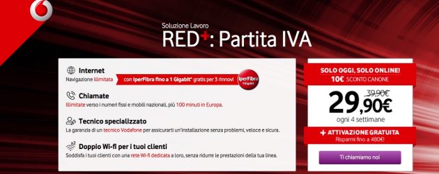 Utenti business, solo per oggi Vodafone sconta per sempre l’offerta RED+