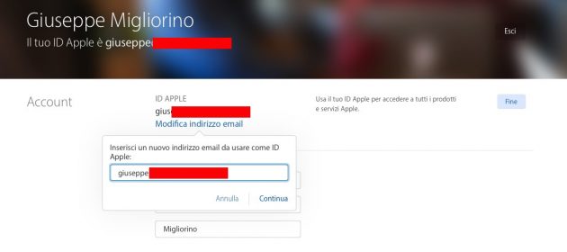 Come cambiare l’indirizzo e-mail di un account Apple ID