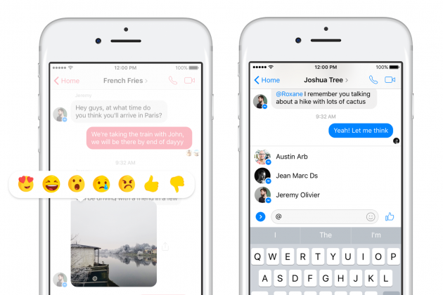 Facebook aggiunge le reazioni e le menzioni in Messenger