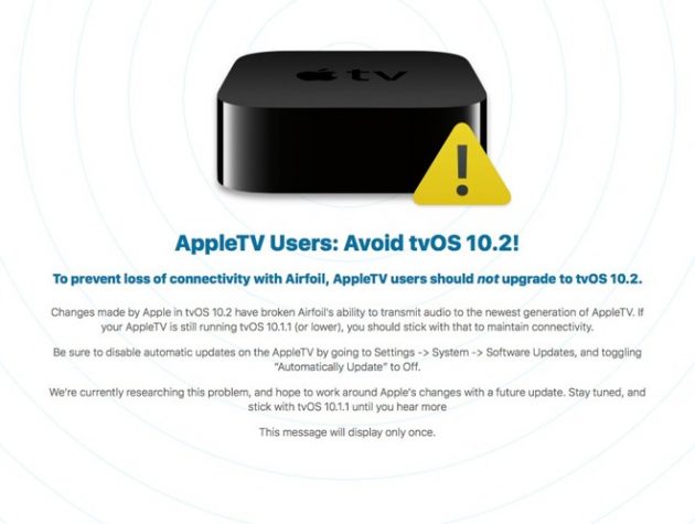 tvOS 10.2 richiede una verifica per i dispositivi che vogliono sfruttare AirPlay