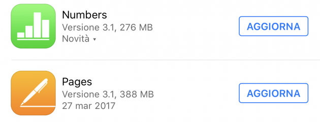 Apple aggiorna Pages, Numbers e Keynote alla versione 3.1