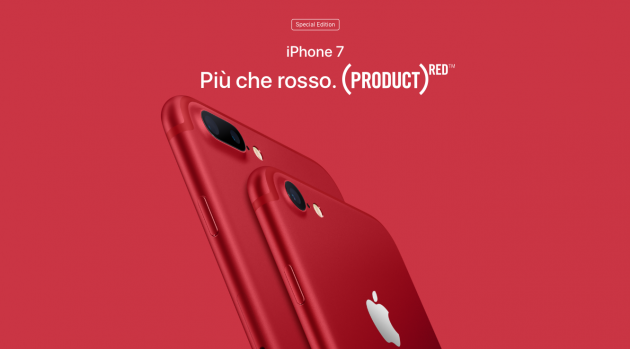 Apple annuncia iPhone 7 e iPhone 7 Plus (PRODUCT)RED
