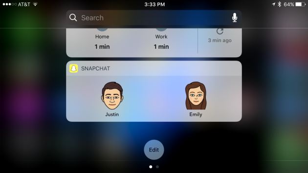 Snapchat lancia il widget con i Bitmoji