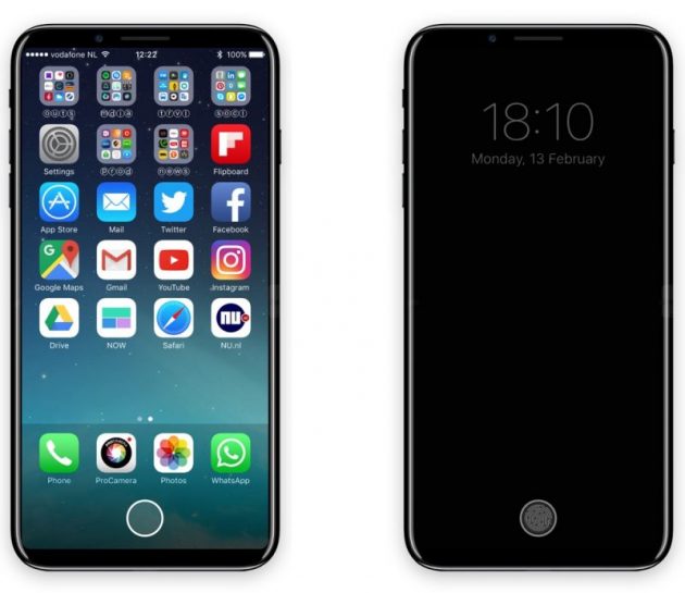 iPhone 8 con tasto Home virtuale e “Function Area” – Concept