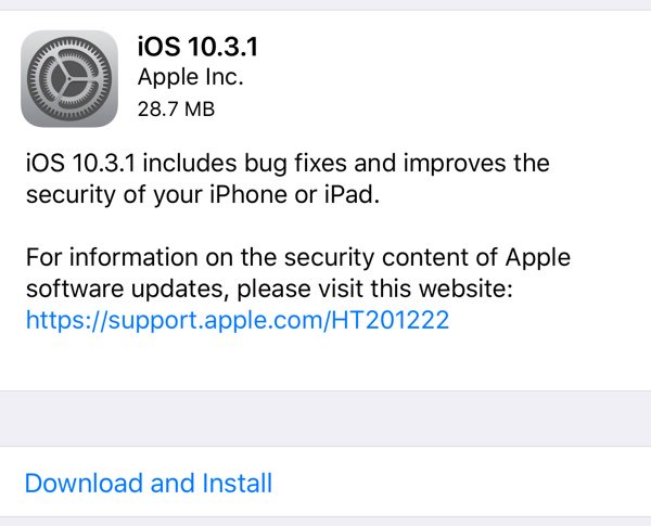 Apple rilascia iOS 10.3.1 per tutti gli iPhone, iPad e iPod touch!
