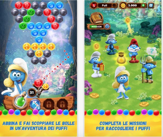 I Puffi tornano su App Store con “Storia di bolle”