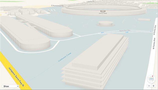 Su Mappe compare il modello 3D dell’Apple Park