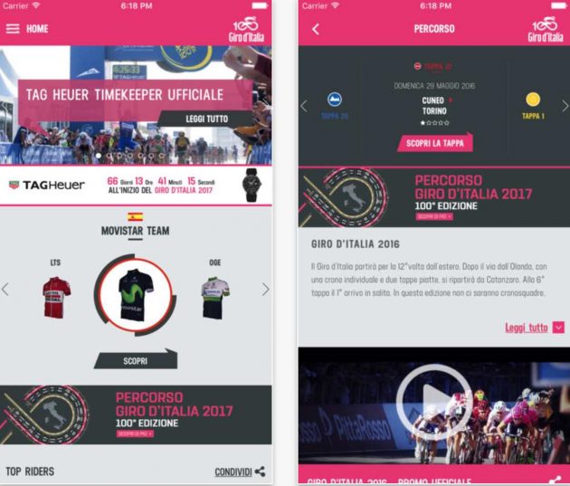 Disponibile l’app del Giro d’Italia su App Store