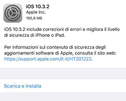 Apple rilascia iOS 10.3.2 per tutti!