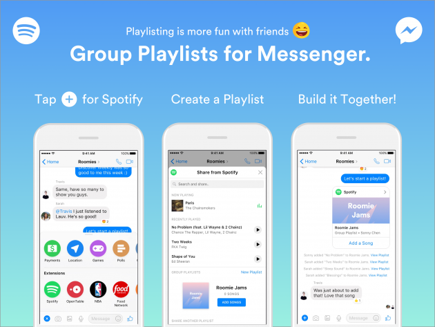 Spotify introduce le playlist di gruppo su Messenger