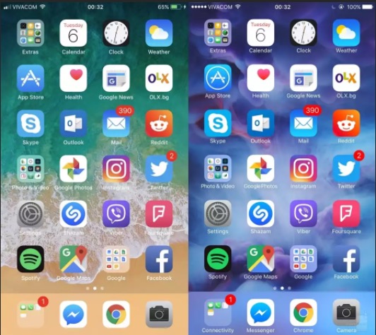 Immagini comparative tra iOS 11 e iOS 10