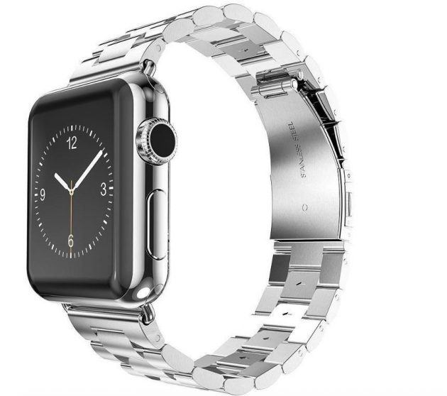 Cinturino Apple Watch in acciaio e custodia in pelle per iPhone 7 Plus a 10€