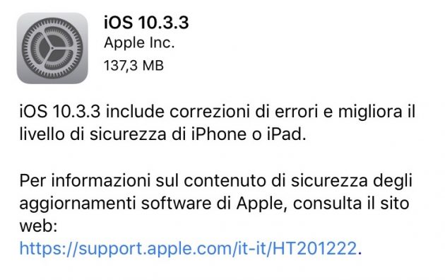 Apple rilascia iOS 10.3.3 per iPhone, iPad e iPod Touch!
