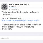Apple rilascia iOS 11 beta 8 per gli sviluppatori