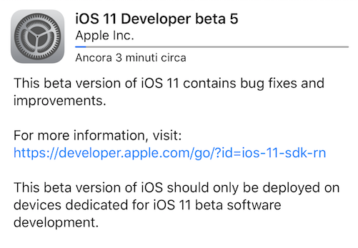 Apple rilascia iOS 11 beta 5!