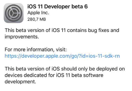 Apple rilascia iOS 11 Beta 6 per sviluppatori!