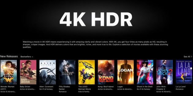 Su iTunes arriva la sezione “4K HDR”