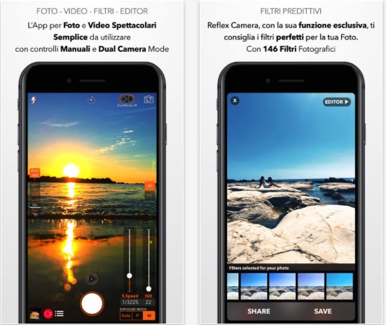 Reflex Camera con filtri predittivi e ottimizzazioni per iOS 11