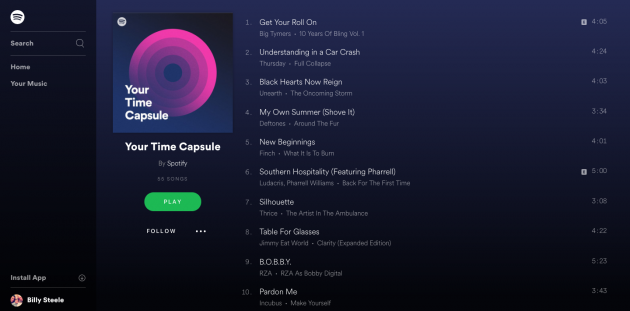 Spotify propone le nuove playlist personalizzate del passato