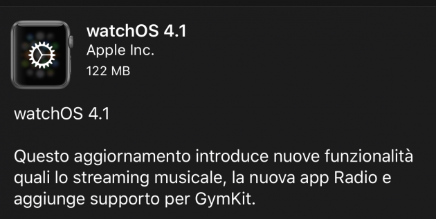 watchOS 4.1 ora disponibile per tutti gli utenti!