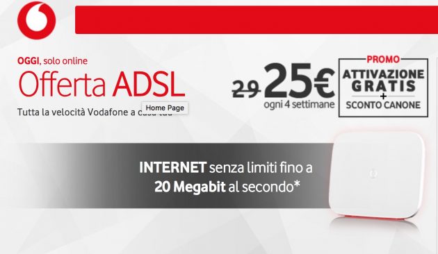 Vodafone ADSL, solo per oggi sconto per sempre con attivazione gratis su tutte le offerte