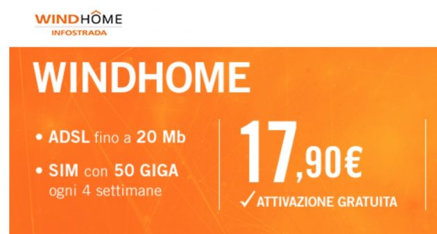 WindHome ADSL e Fibra in offerta a 17.90€!