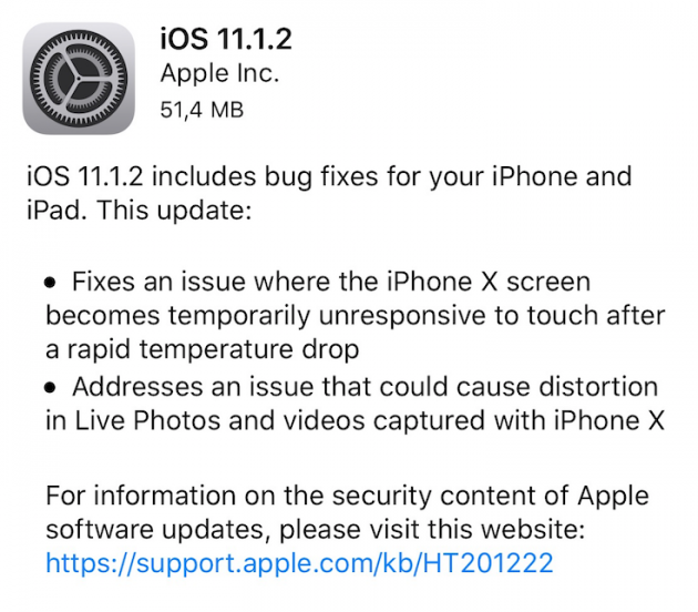 Apple rilascia iOS 11.1.2!