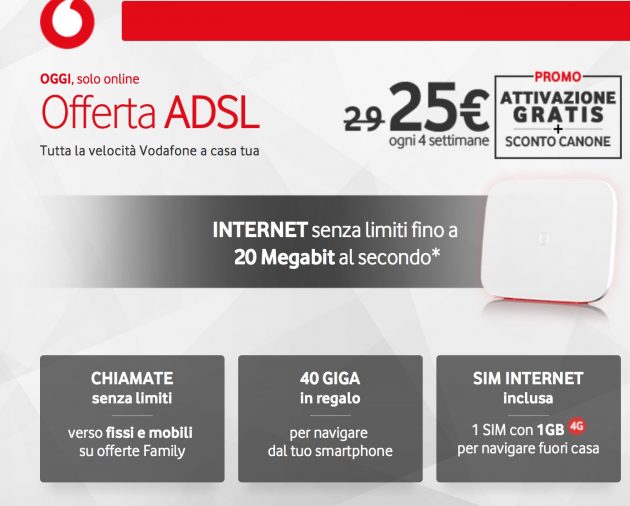 Vodafone ADSL e Fibra in offerta fino a mezzanotte