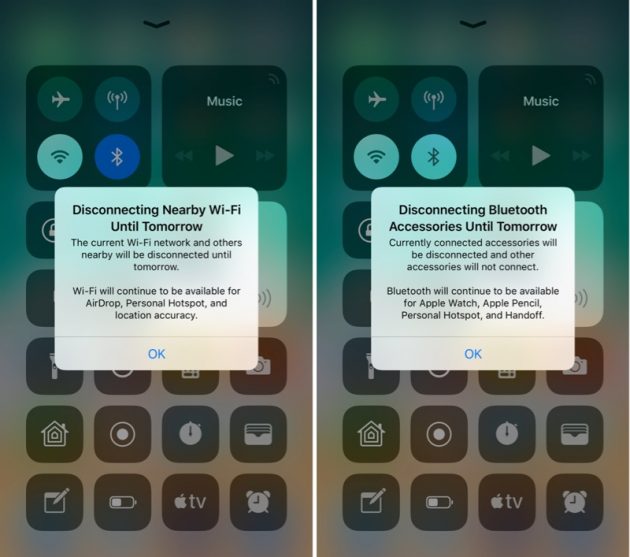 iOS 11.2 beta 3 chiarisce il funzionamento di Bluetooth e Wi-Fi nel Control Center