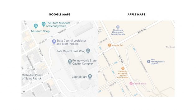 Mappe e dettagli, un confronto tra Apple e Google