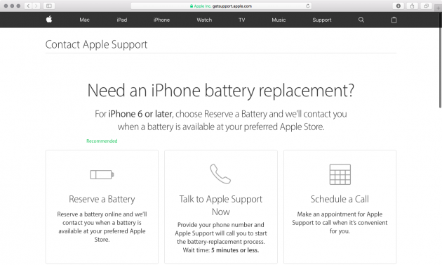 Gli utenti Apple in Canada possono prenotare una batteria per i loro iPhone