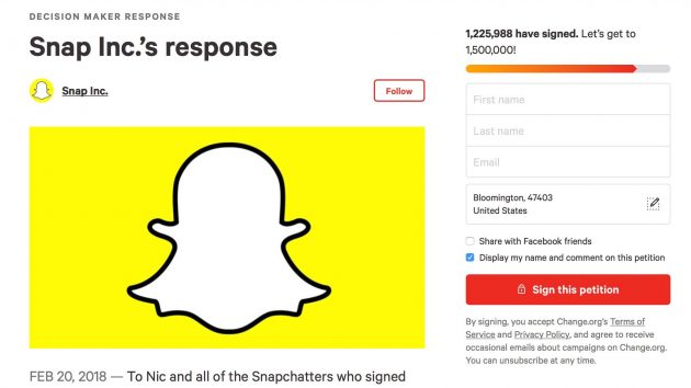 Il nuovo Snapchat non piace, l’azienda risponde alla petizione da 1.5 milioni di firme