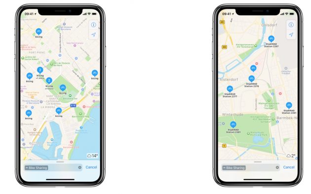Mappe di Apple incude nuove informazioni sui servizi di bike sharing