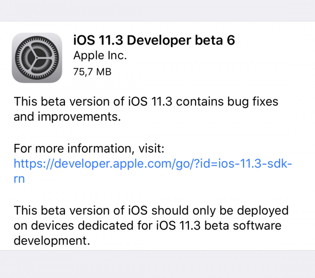 Apple rilascia iOS 11.3 beta 6 per gli sviluppatori [AGGIORNATO]