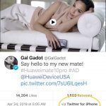 Anche Wonder Woman sbaglia: sponsorizza Huawei twittando da iPhone