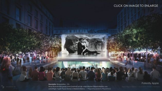 Apple Store Piazza Liberty a Milano, ecco lo schermo dell’anfiteatro