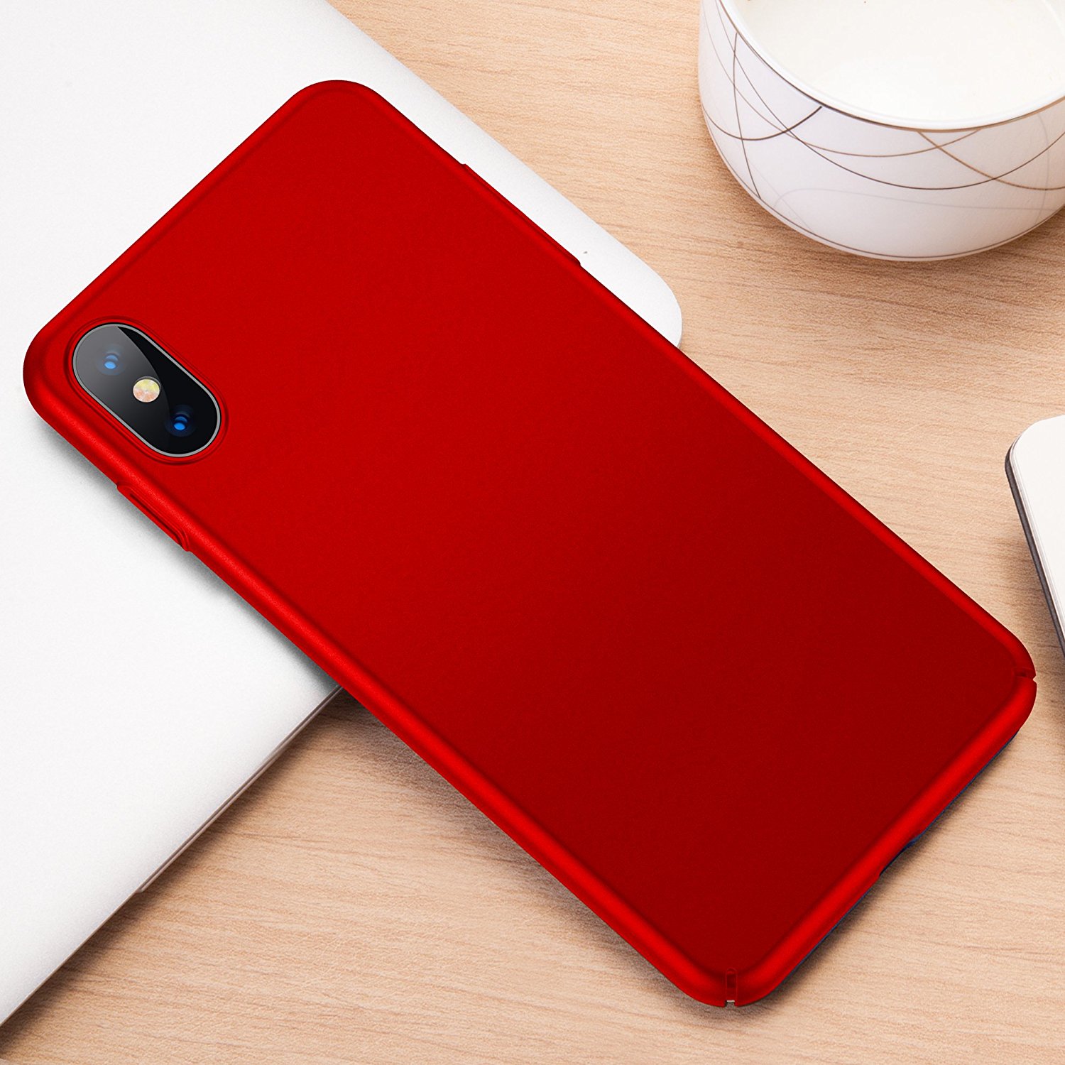 Custodia rigida sottile rosso opaco per iPhone XS Max - UltraSoft