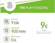 TRE Play 9 Digital: 900 minuti e 9 GB a 9€ al mese