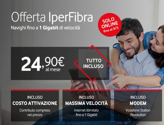 Offerta IperFibra di Vodafone a 24.90€ al mese SOLO PER OGGI